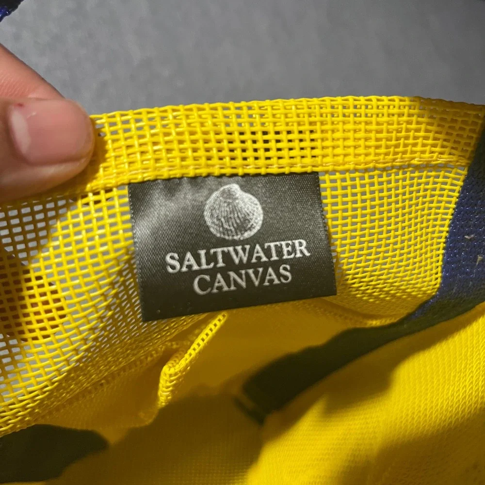 Saltwater Canvas Mesh Shower Caddy Bag Yellow Blue Green Dorm Gym Tote